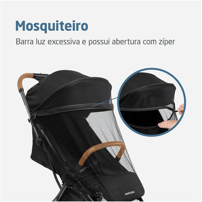 Carrinho de Bebê Maxi-Cosi Eva³ Essential Black - Mosquiteiro com zíper frontal