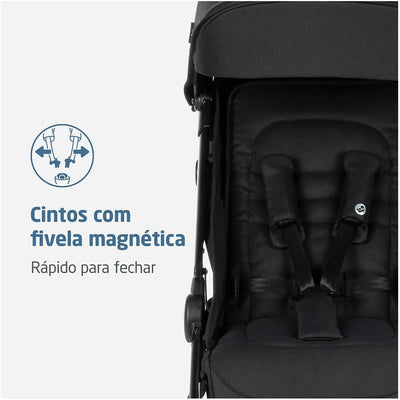 Carrinho de Bebê Maxi-Cosi Eva³ Essential Black - Fivela magnética